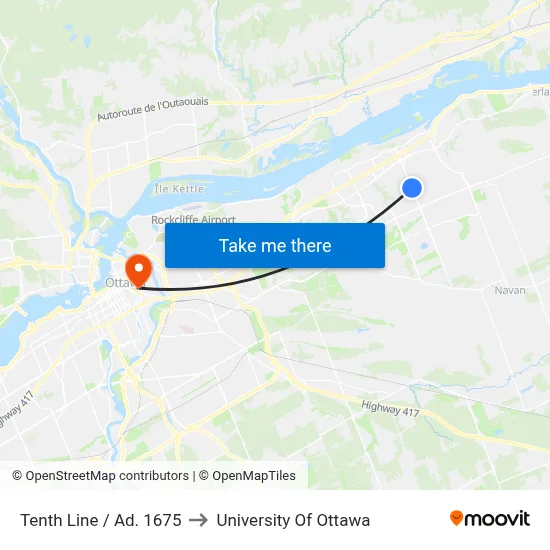 Tenth Line / Ad. 1675 to University Of Ottawa map