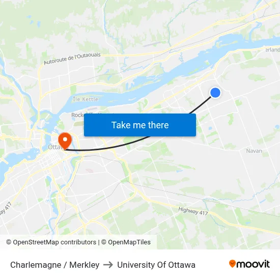 Charlemagne / Merkley to University Of Ottawa map