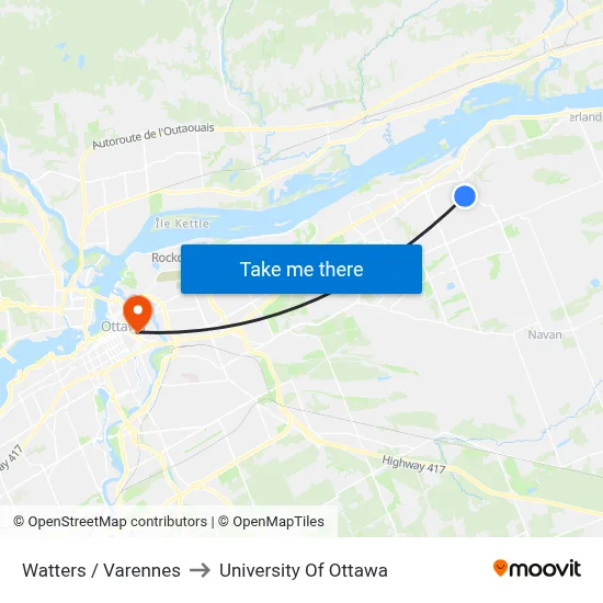 Watters / Varennes to University Of Ottawa map