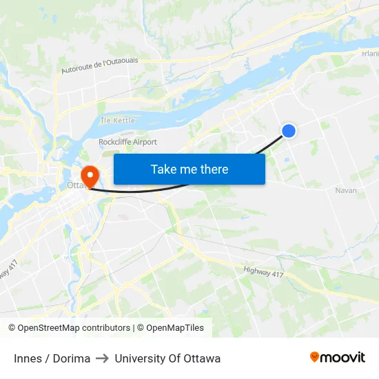 Innes / Dorima to University Of Ottawa map