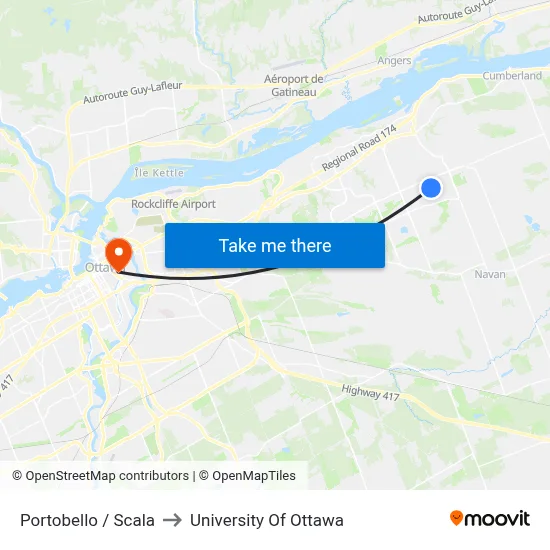 Portobello / Scala to University Of Ottawa map