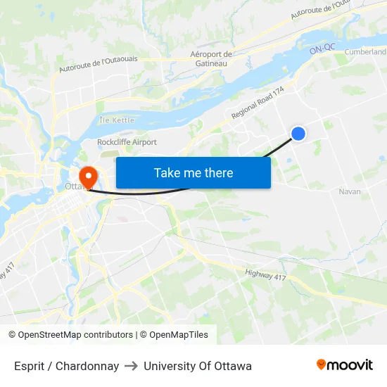 Esprit / Chardonnay to University Of Ottawa map