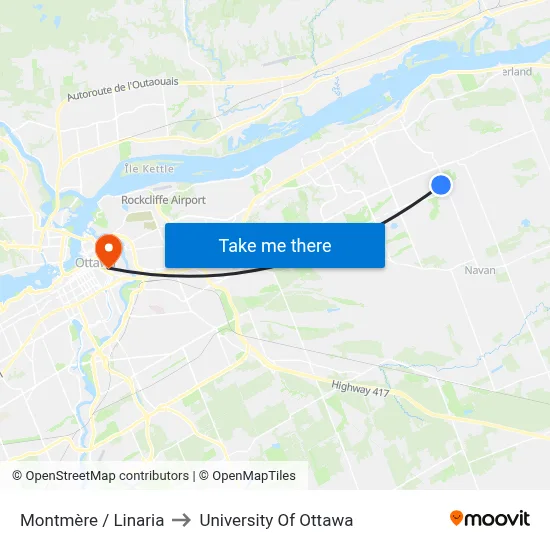 Montmère / Linaria to University Of Ottawa map