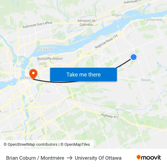 Brian Coburn / Montmère to University Of Ottawa map