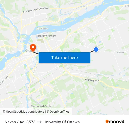 Navan / Ad. 3573 to University Of Ottawa map