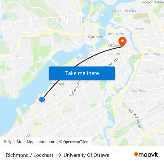 Richmond / Lockhart to University Of Ottawa map