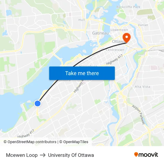 Mcewen Loop to University Of Ottawa map