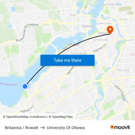 Britannia / Rowatt to University Of Ottawa map