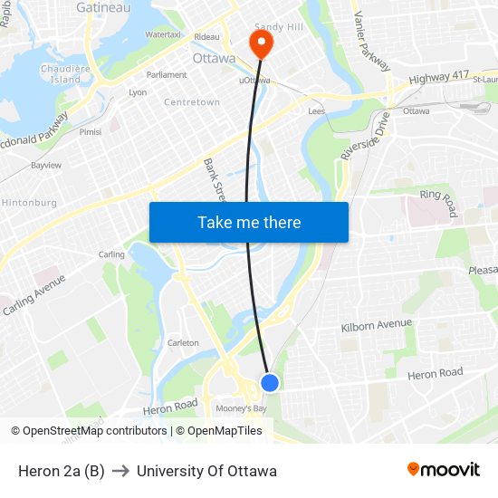 Heron 2a (B) to University Of Ottawa map