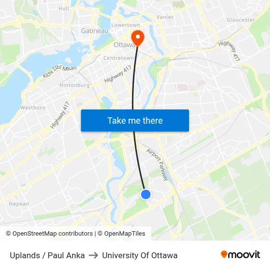 Uplands / Paul Anka to University Of Ottawa map