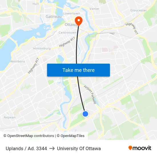 Uplands / Ad. 3344 to University Of Ottawa map