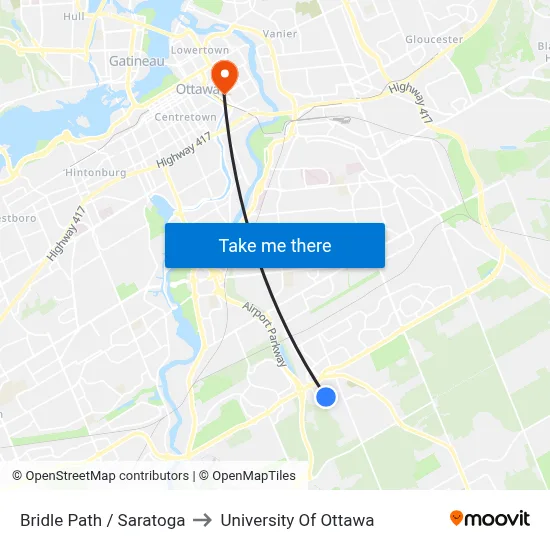 Bridle Path / Saratoga to University Of Ottawa map