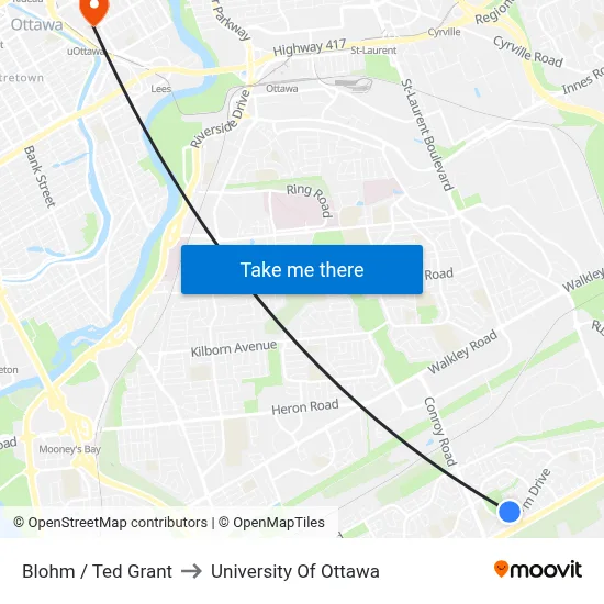 Blohm / Ted Grant to University Of Ottawa map