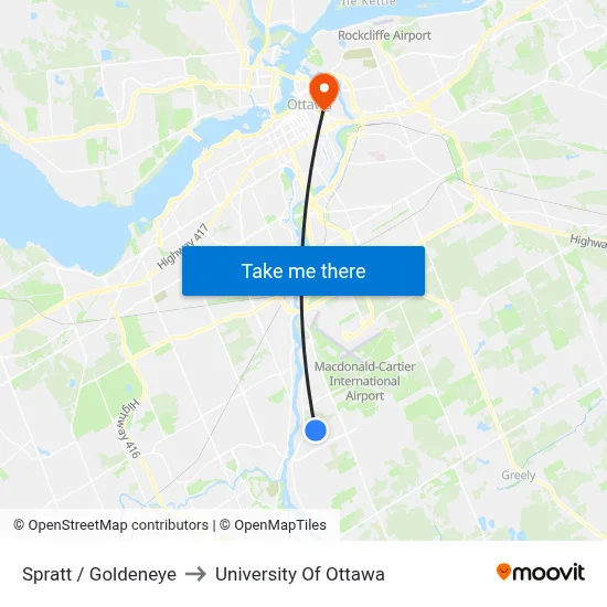 Spratt / Goldeneye to University Of Ottawa map