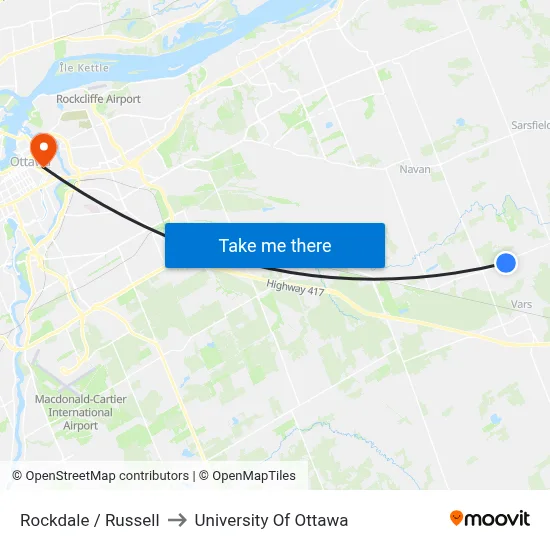 Rockdale / Russell to University Of Ottawa map