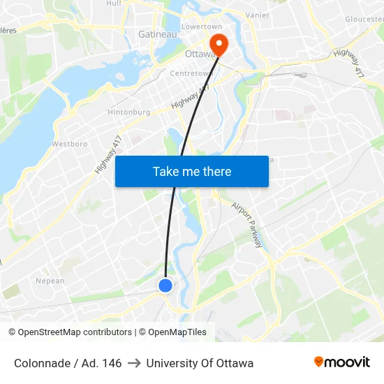 Colonnade / Ad. 146 to University Of Ottawa map