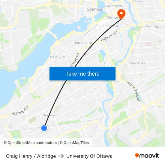Craig Henry / Aldridge to University Of Ottawa map