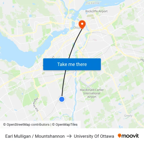 Earl Mulligan / Mountshannon to University Of Ottawa map