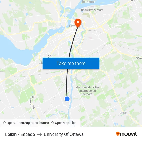 Leikin / Escade to University Of Ottawa map