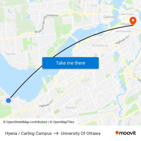 Hyena / Carling Campus to University Of Ottawa map