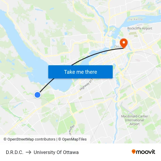 D.R.D.C. to University Of Ottawa map