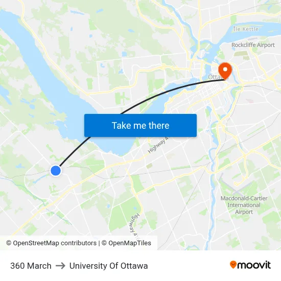 360 March to University Of Ottawa map