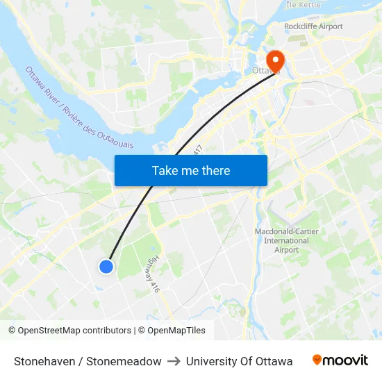 Stonehaven / Stonemeadow to University Of Ottawa map