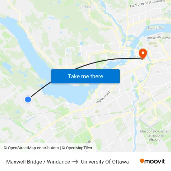 Maxwell Bridge / Windance to University Of Ottawa map