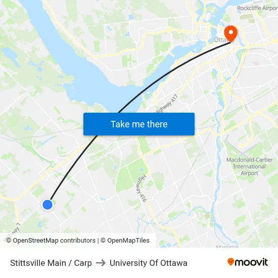 Stittsville Main / Carp to University Of Ottawa map