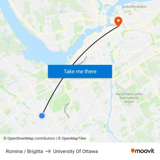 Romina / Brigitta to University Of Ottawa map