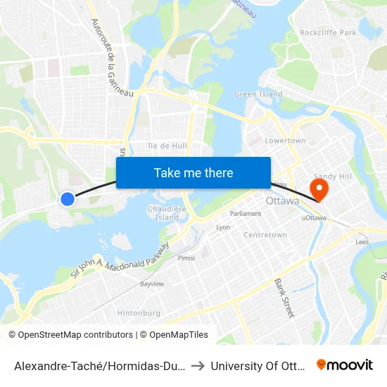 Alexandre-Taché/Hormidas-Dupuis to University Of Ottawa map