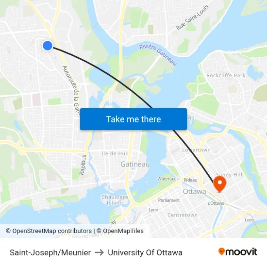 Saint-Joseph/Meunier to University Of Ottawa map
