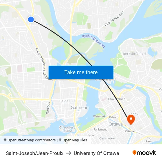 Saint-Joseph/Jean-Proulx to University Of Ottawa map