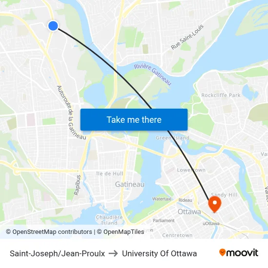 Saint-Joseph/Jean-Proulx to University Of Ottawa map