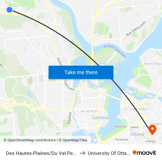 Des Hautes-Plaines/Du Val-Perché to University Of Ottawa map