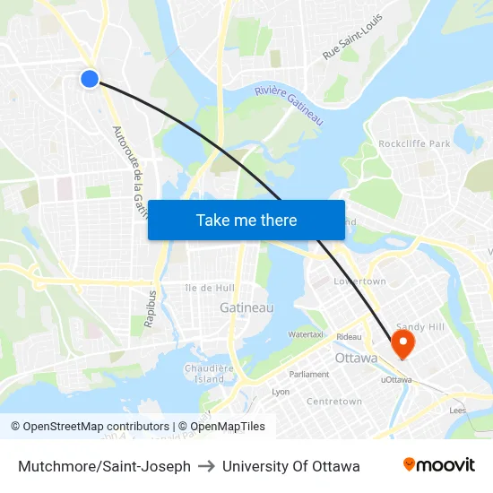 Mutchmore/Saint-Joseph to University Of Ottawa map
