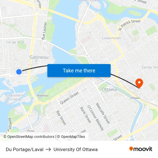 Du Portage/Laval to University Of Ottawa map