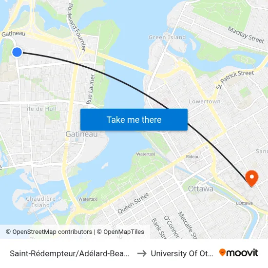 Saint-Rédempteur/Adélard-Beauchamp to University Of Ottawa map