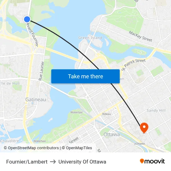 Fournier/Lambert to University Of Ottawa map