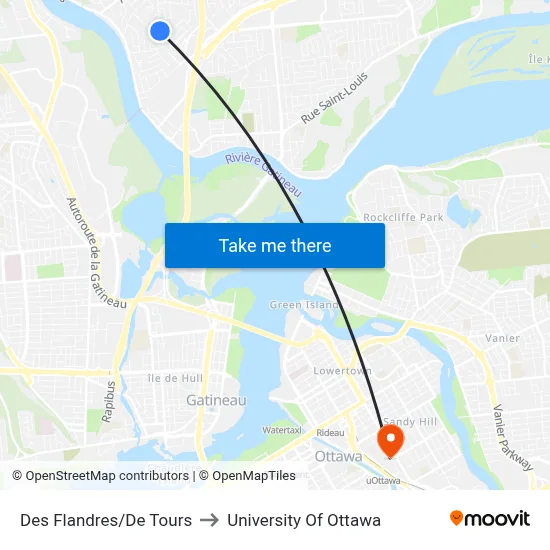 Des Flandres/De Tours to University Of Ottawa map