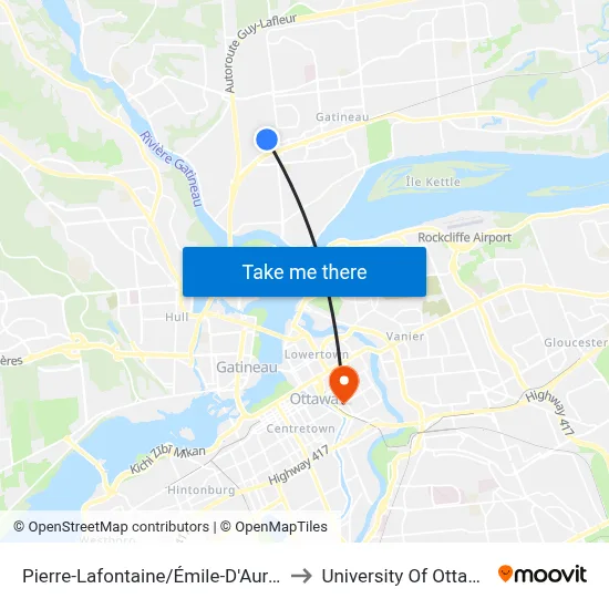 Pierre-Lafontaine/Émile-D'Auray to University Of Ottawa map