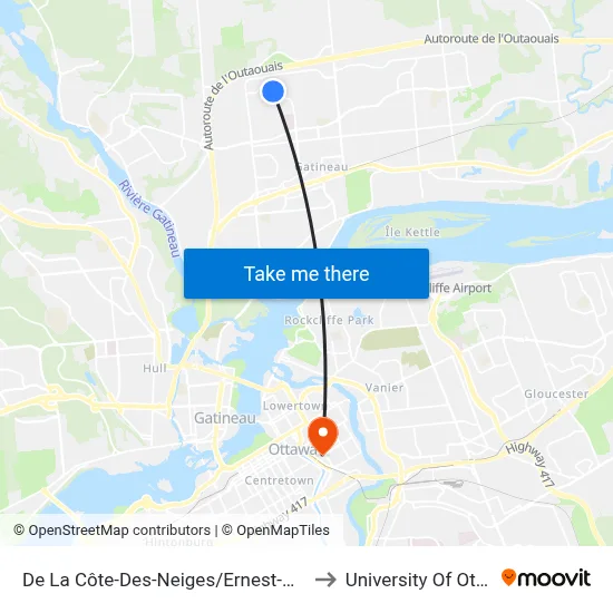 De La Côte-Des-Neiges/Ernest-Gaboury to University Of Ottawa map