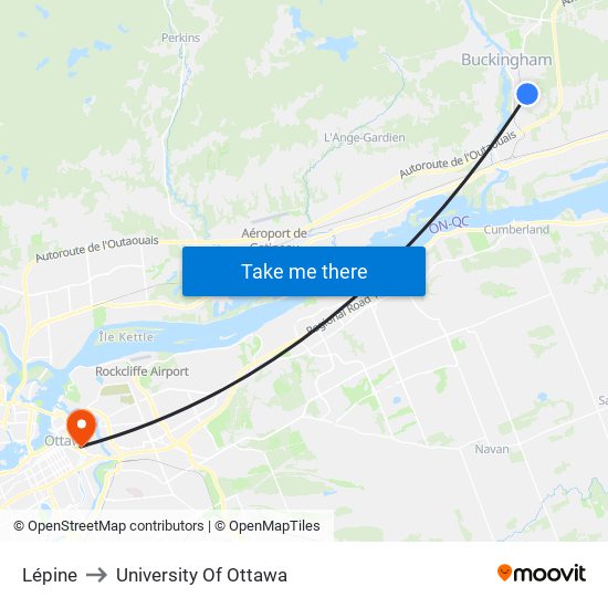 Lépine to University Of Ottawa map