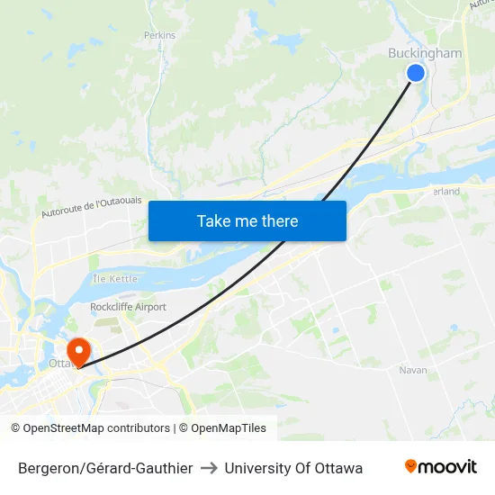 Bergeron/Gérard-Gauthier to University Of Ottawa map
