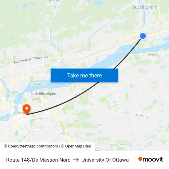 Route 148/De Masson Nord to University Of Ottawa map