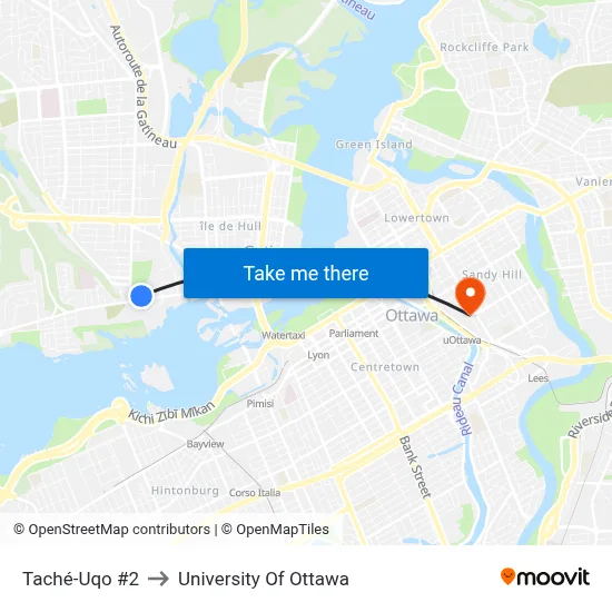 Taché-Uqo #2 to University Of Ottawa map