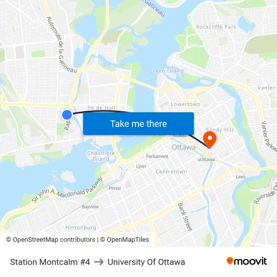 Station Montcalm #4 to University Of Ottawa map