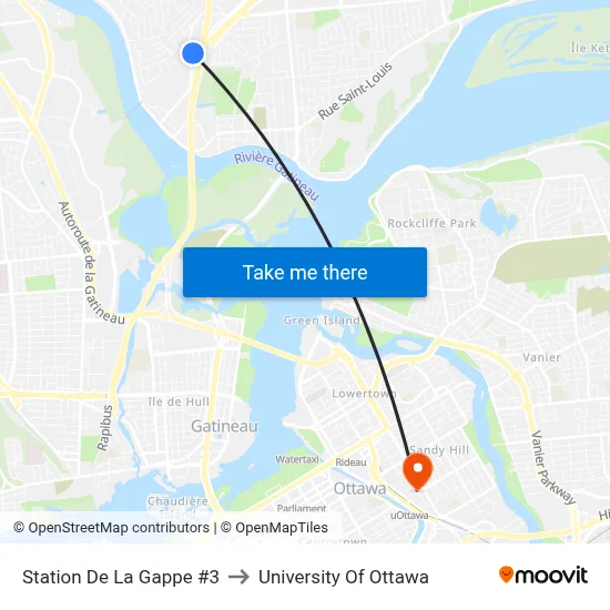 Station De La Gappe #3 to University Of Ottawa map