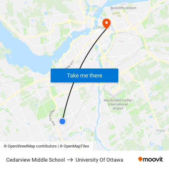 Cedarview Middle School to University Of Ottawa map