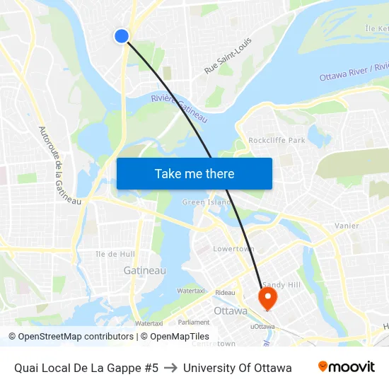 Quai Local De La Gappe #5 to University Of Ottawa map